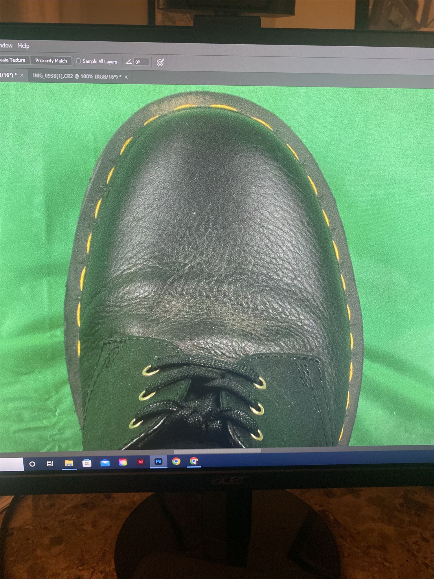 Retouching a Barcode Garments shoe product photo in Photoshop.