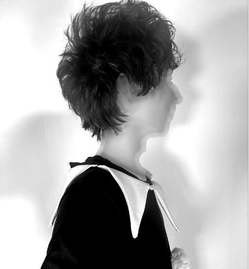 Black and white profile portrait of Noah Gumm.